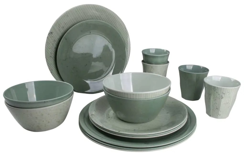 435573 Bo-Camp Conjunto louça de mesa 16 pcs Mix & Match melamina verde