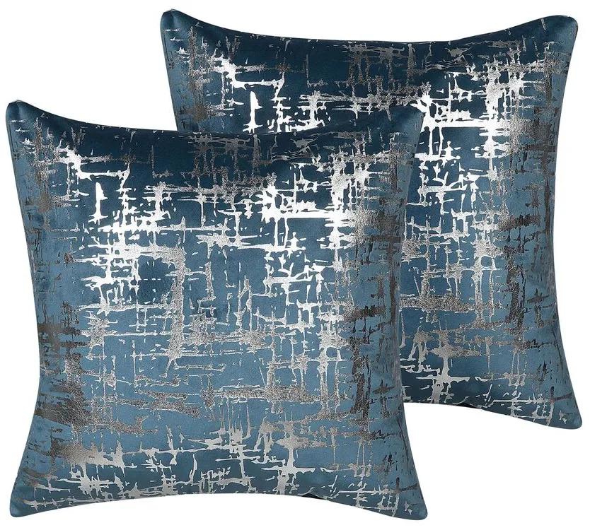 Conjunto de 2 almofadas decorativas em veludo 45 x 45 cm azul GARDENIA Beliani