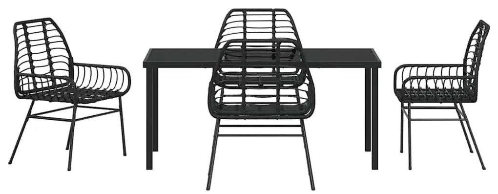 Conjunto de jantar de jardim com 5 peças em rattan sintético preto