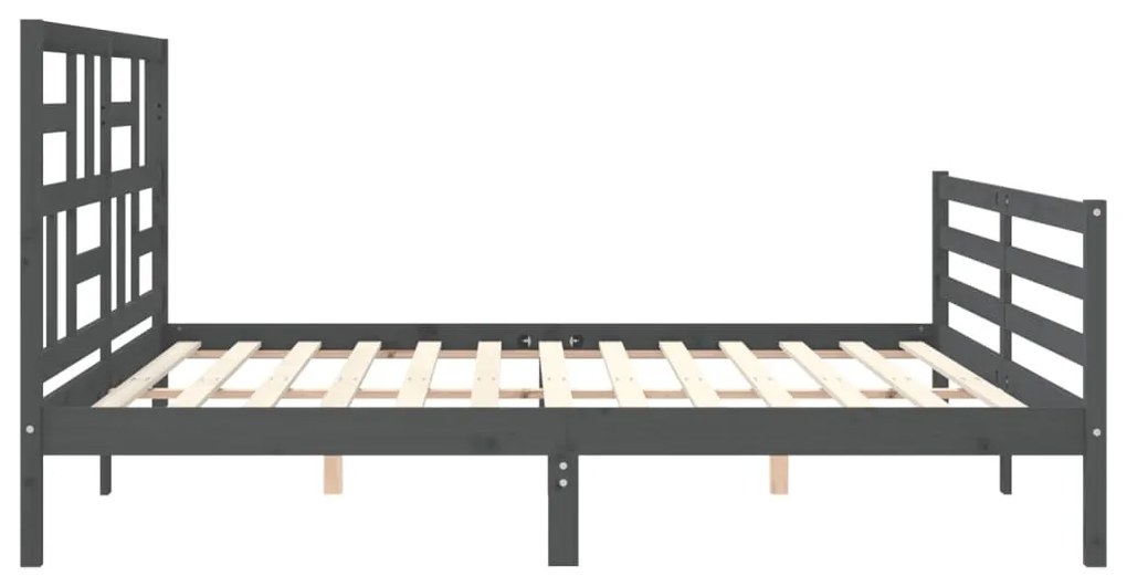 Estrutura de cama com cabeceira 200x200 cm madeira maciça cinza