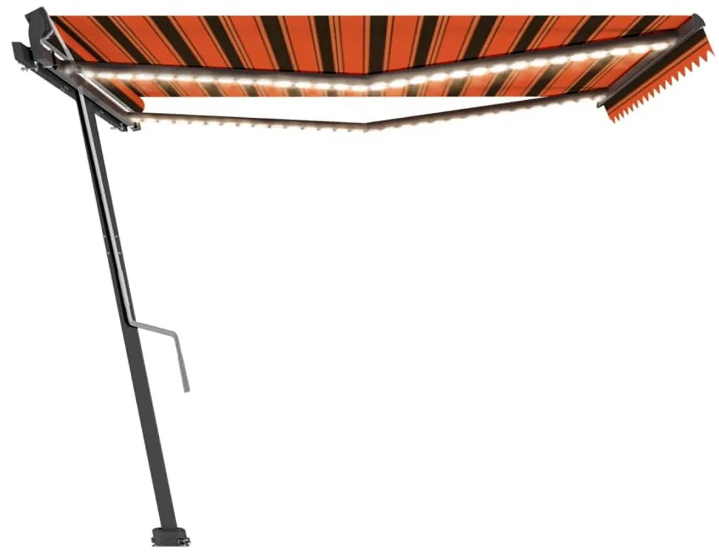 Toldo retrátil manual com LED 400x300 cm laranja e castanho