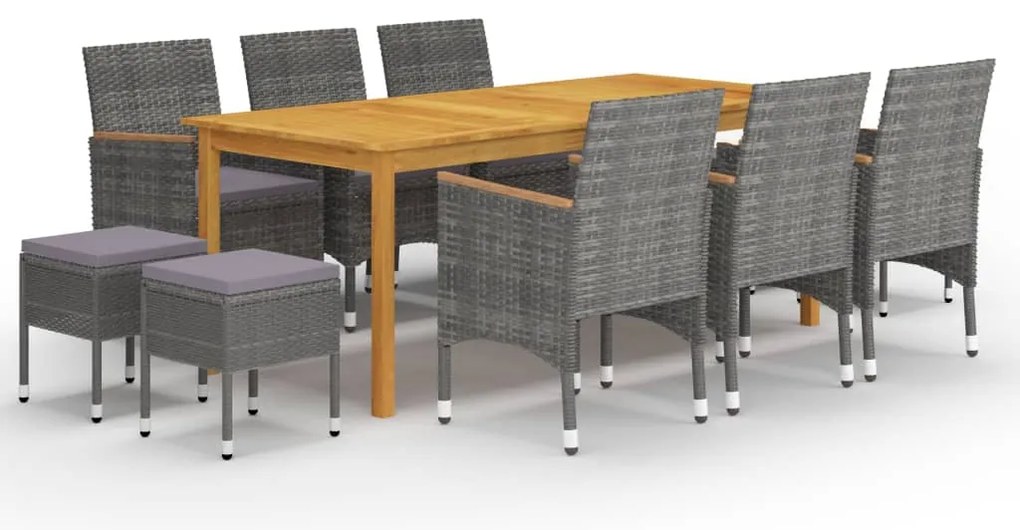 11 pcs conjunto de jantar para jardim cinzento