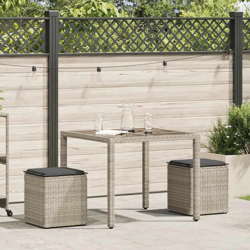 Bancos de jardim almofadas 2unid 40x40x43cm vime PE cinza claro