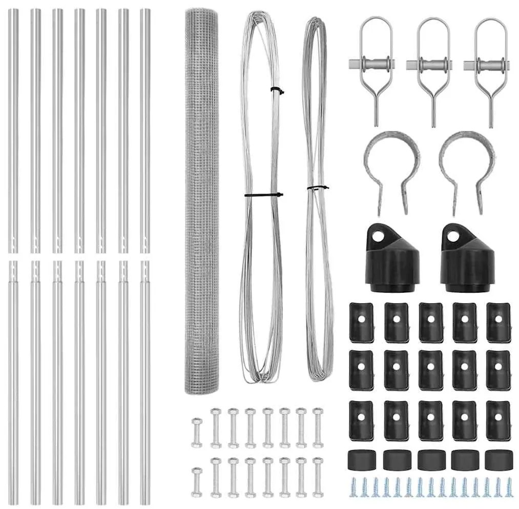 Conjunto de Postes de Cerca Conjunto de 2 Aço Galvanizado
