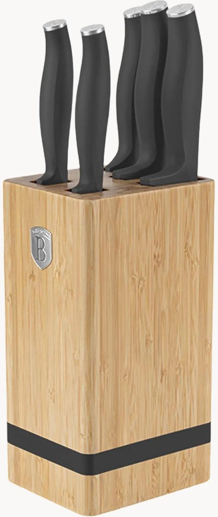 Conjunto de facas de cozinha em aço inoxidável com suporte Anthracite, conjunto de 6