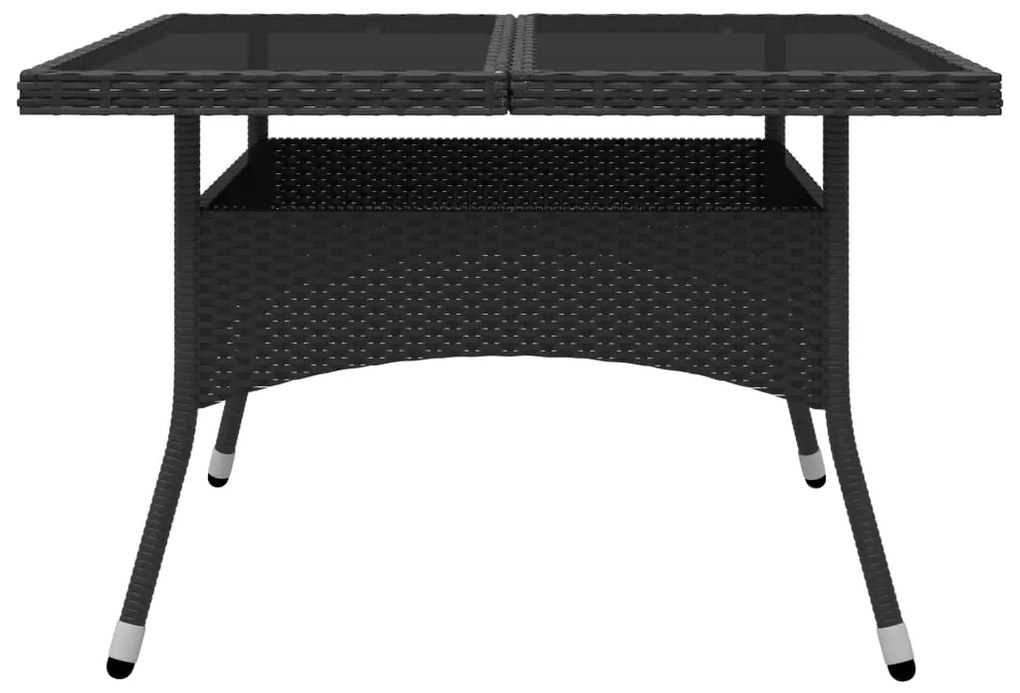 9 pcs conjunto de jantar para jardim vime PE e vidro preto