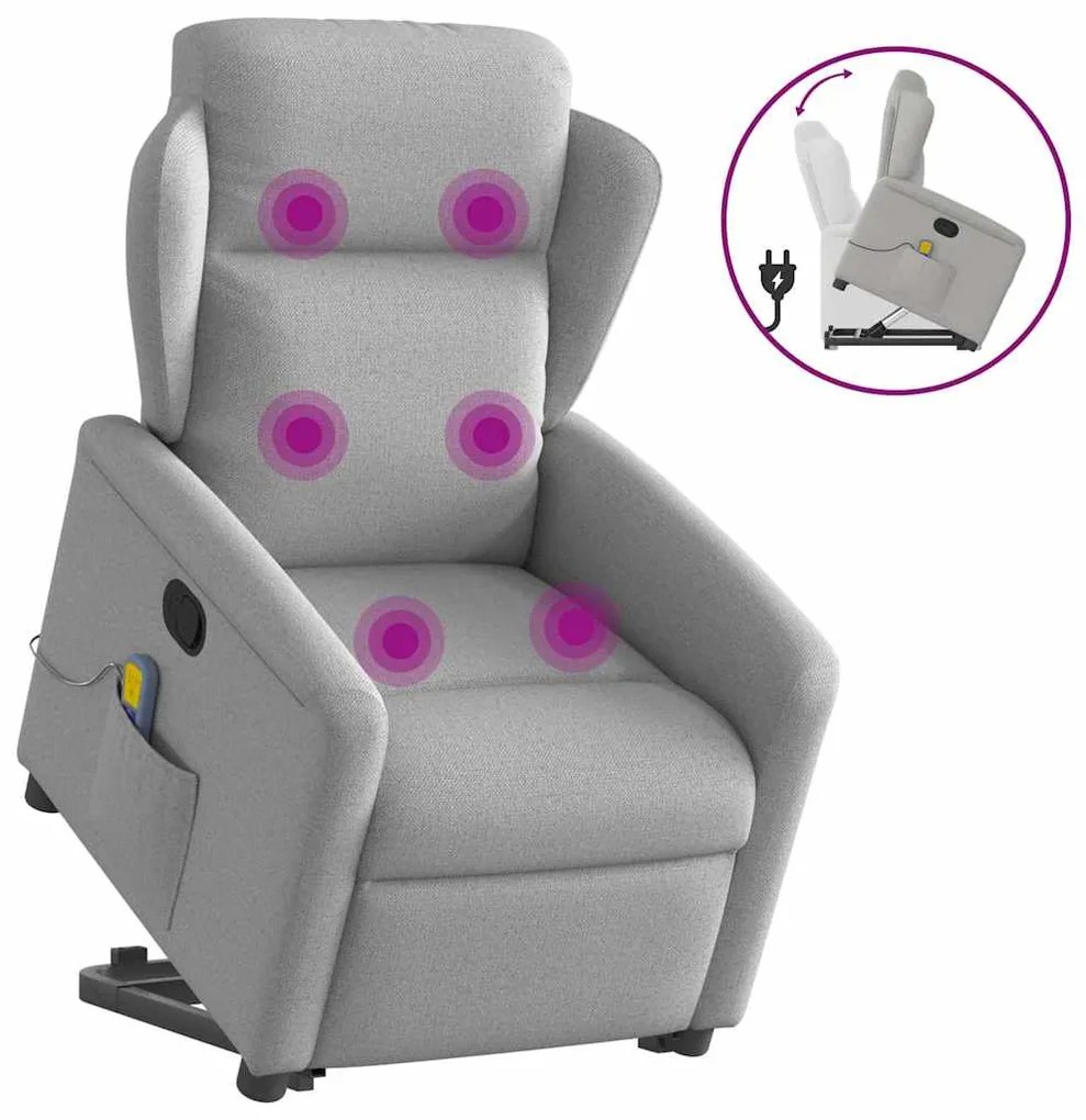Poltrona elevatória de massagens tecido cinzento-nublado