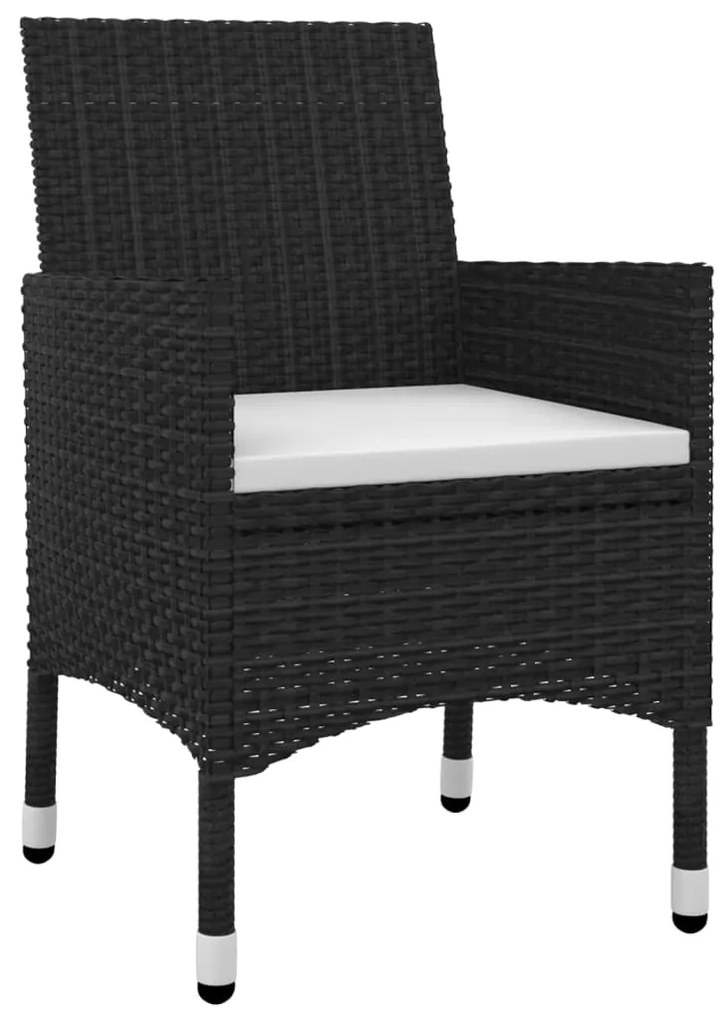 5 pcs conjunto de jantar p/ jardim c/almofadões vime PE e vidro