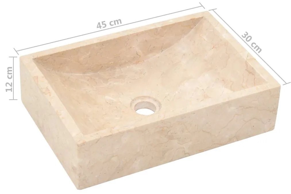 Lavatório 45x30x12 cm mármore creme brilhante