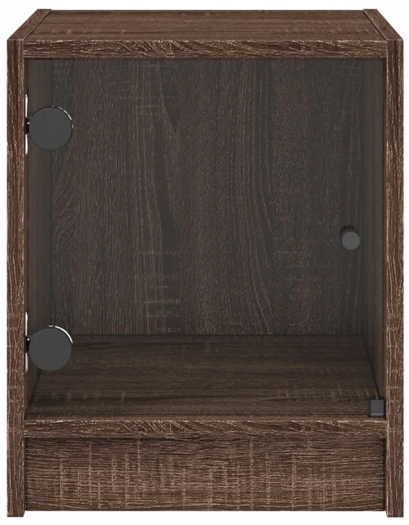 Mesa de cabeceira c/ porta vidro 35x37x42 cm carvalho castanho