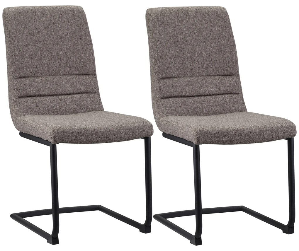 HOMCOM Conjunto de 2 Cadeiras de Sala de Jantar Cadeiras de Cozinha Encosto Alto e Base de Aço em Forma de C 42x64x90cm Marrom | Aosom Portugal