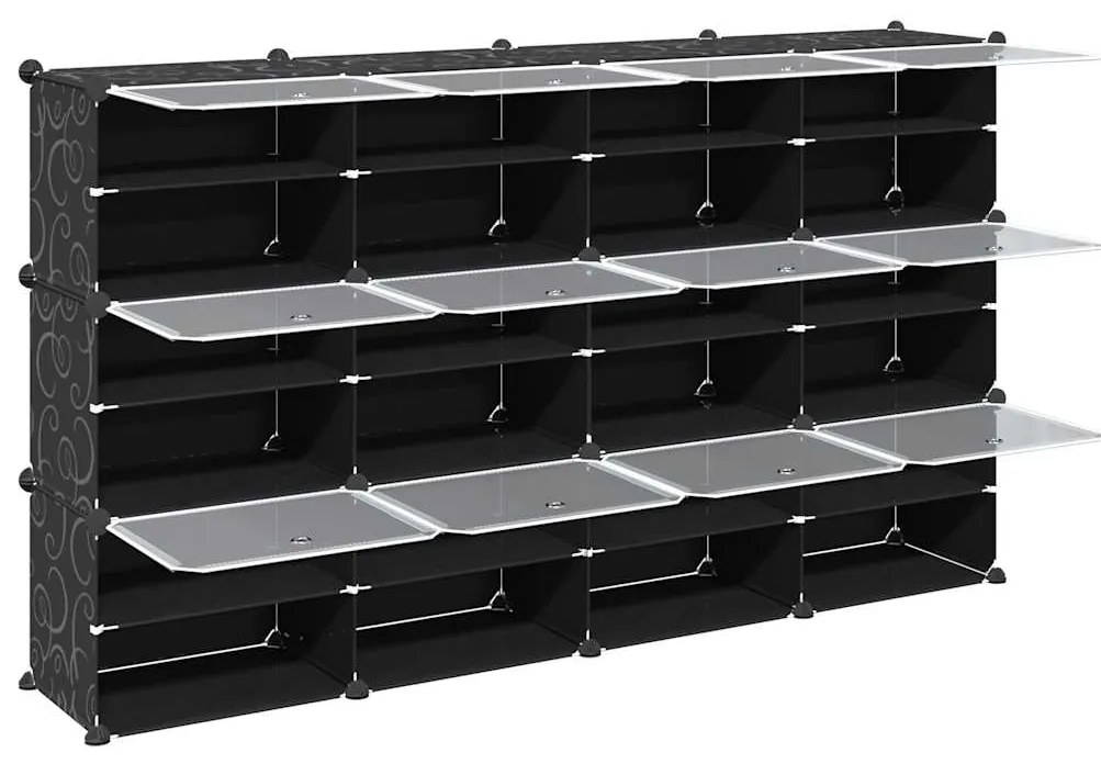 Organizador de arrumação com 12 cubos e portas PP preto