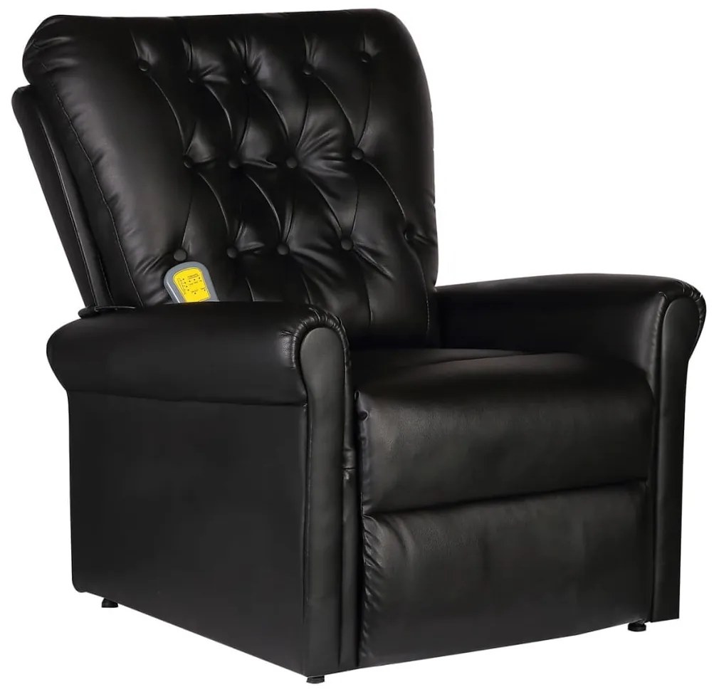 vidaXL Cadeira de massagens couro artificial preto