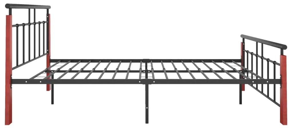 Estrutura de cama 140x200 cm metal/madeira de carvalho maciça