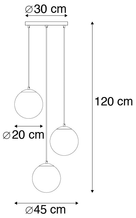 Candeeiro suspenso inteligente latão incluindo 3 WiFi ST64 com vidro azul - Pallon