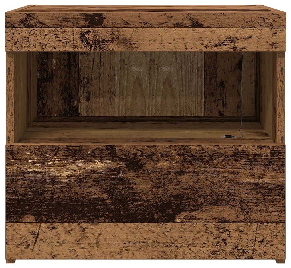 Cabeceira de Cama vidaXL com Luzes LED Madeira Antiga 50x40x45 cm