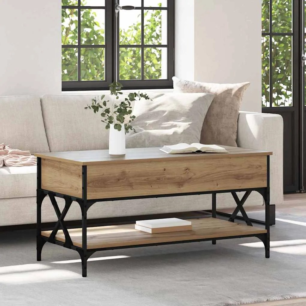 vidaXL Mesa de centro Carvalho Artesanal 100 x 50 x 50 cm