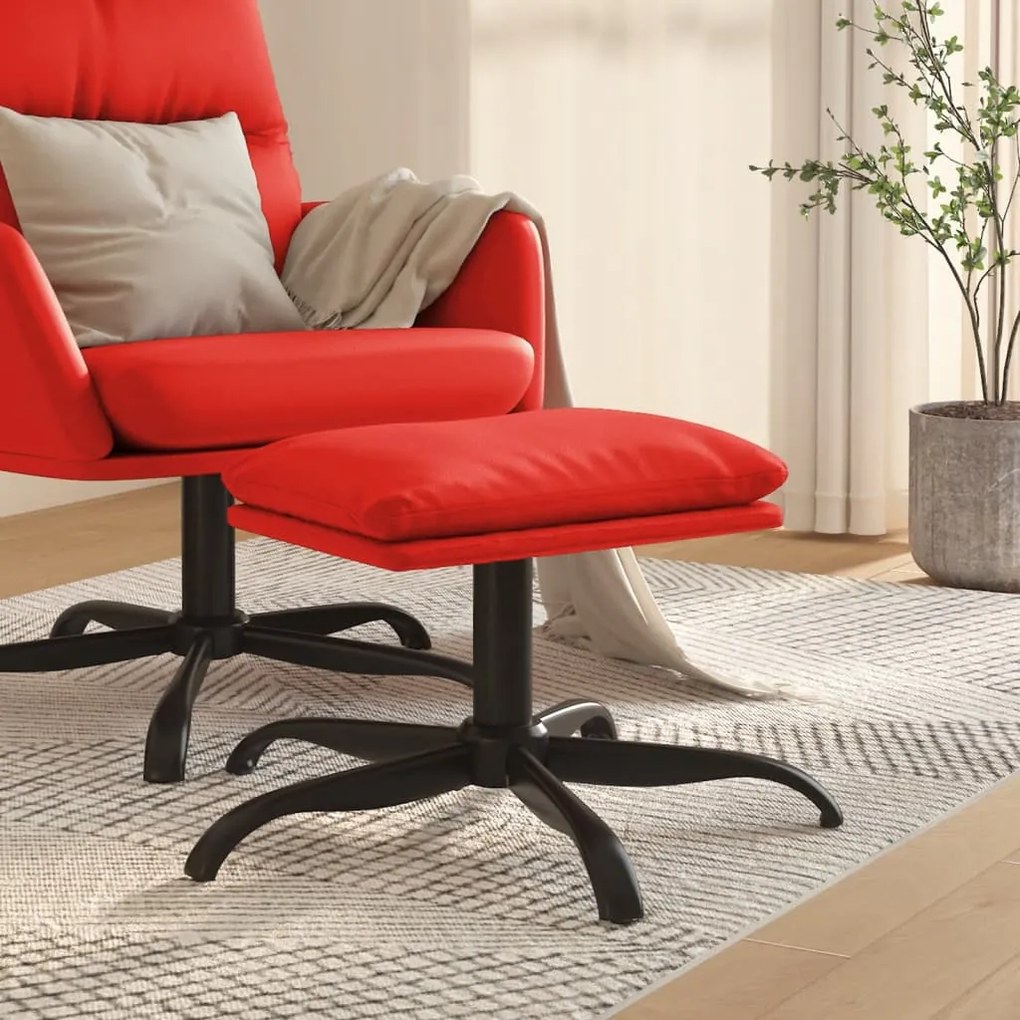 341594 vidaXL Apoio de pés 60x60x36 cm couro artificial vermelho