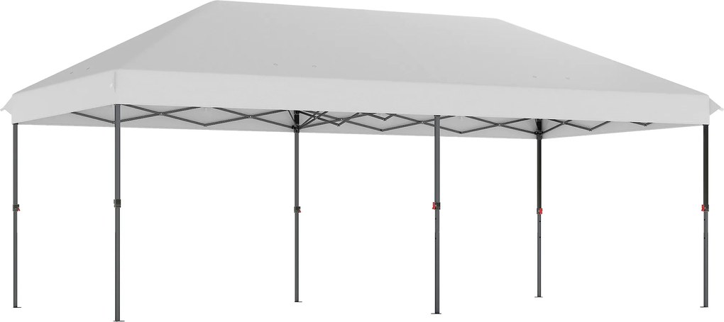 Outsunny Tenda Dobrável 6x3 m Pop-up Altura Ajustável 3 Níveis UPF50+ Fecho Central Sacos de Areia Bolsa com Rodas Prateado | Aosom Portugal