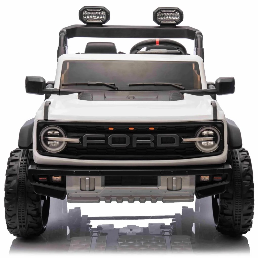 Carro elétrico para crianças 24V 2 lugares Ford Bronco XXL com tração traseira, licenciado Rodas Plástico Branco