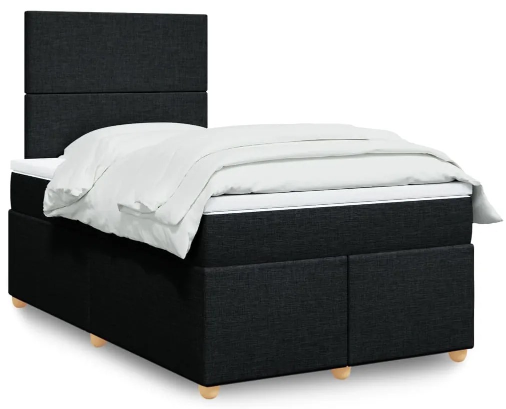 Cama com molas/colchão 120x200 cm tecido preto
