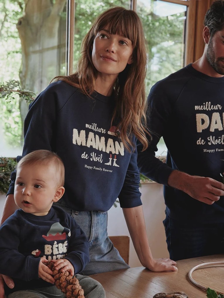 Sweat de Natal para mulher, coleção cápsula "Happy Family Forever" marinho