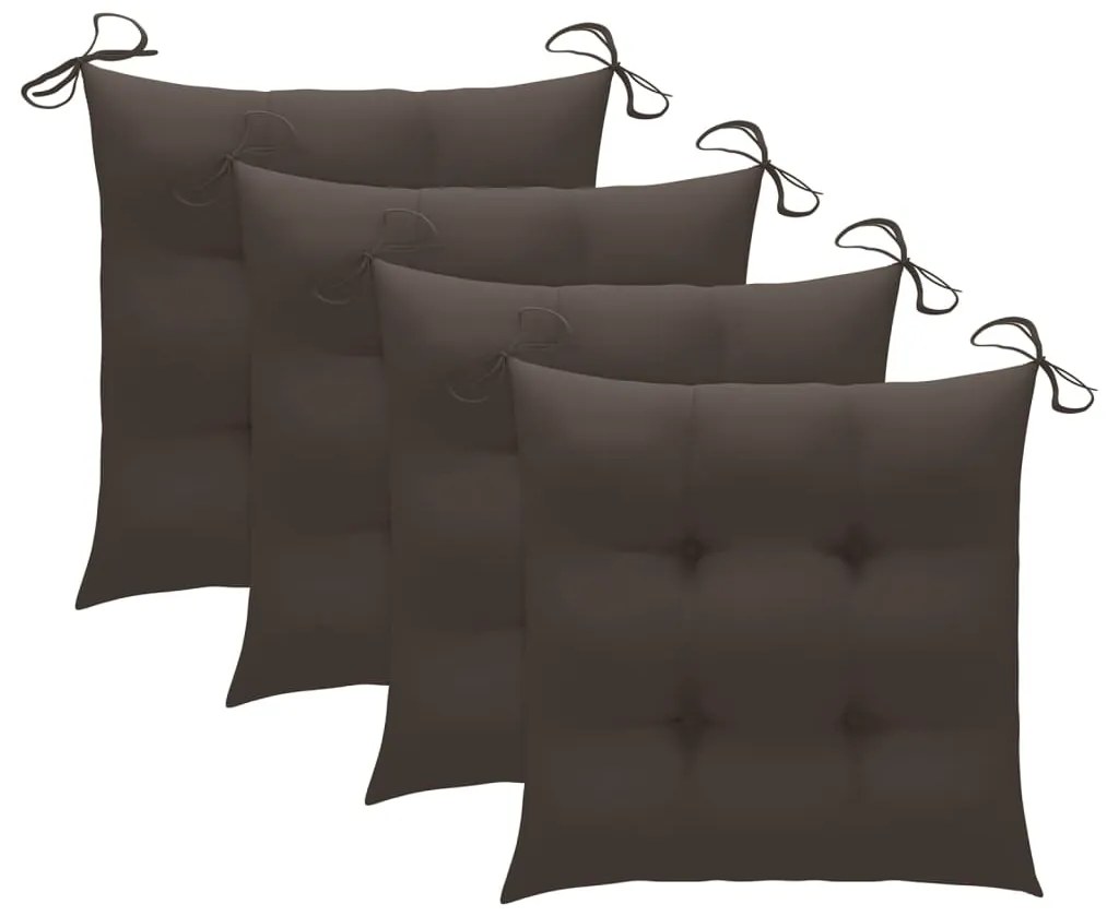 Cadeiras de jardim empiháveis c/ almofadões 4 pcs teca maciça