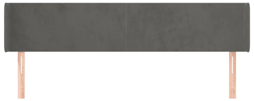 Cabeceira de cama c/ abas veludo 183x16x78/88cm cinzento-escuro