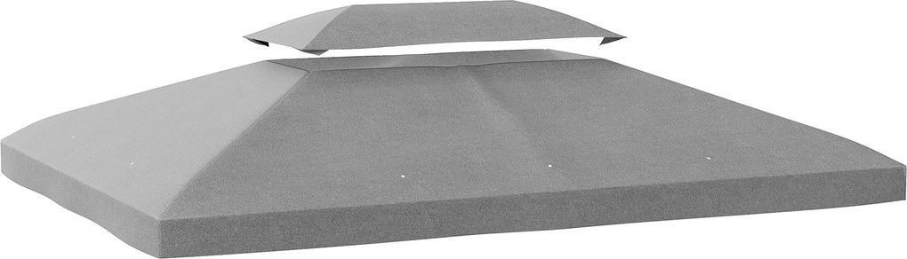 Outsunny Toldo de Substituição 4x3 m com Teto Duplo Orifícios de Drenagem e Proteção UV Apenas Toldo NÃO Inclui Estrutura Cinzento Claro | Aosom Portugal