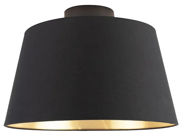 Candeeiro de teto com máscara de algodão preto com ouro de 32 cm - Combi preto Clássico / Antigo