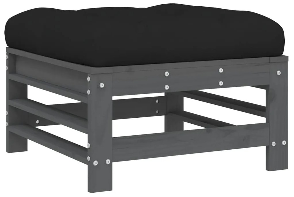 5pcs conjunto lounge jardim com almofadões madeira maciça cinza
