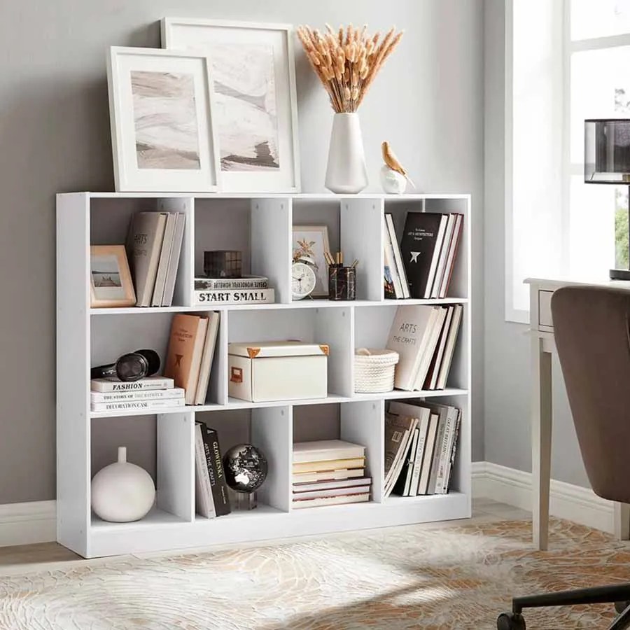 Estante livros com 11 compartimentos 30 x 126 x 100 cm branca