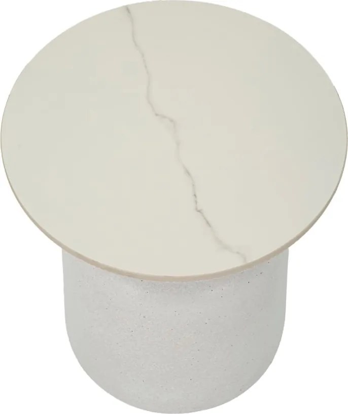Mesa de Centro White Fush - Base de Ferro e Topo Cerâmico Branco - Ø 4