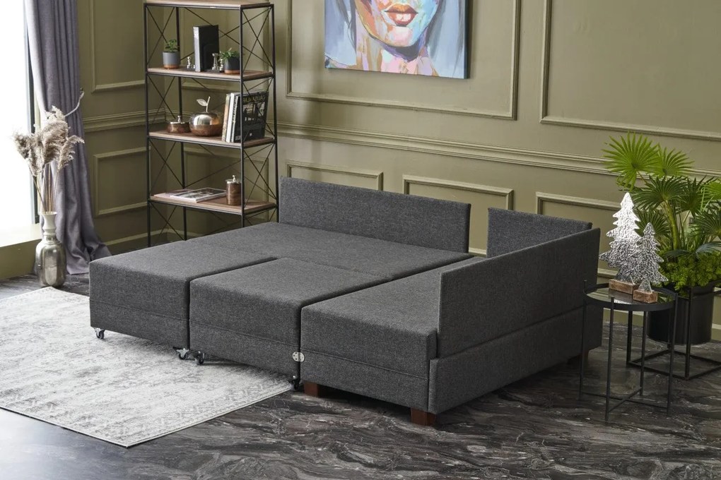 Sofá-cama de canto Fly – Antracite – 210 x 280 cm