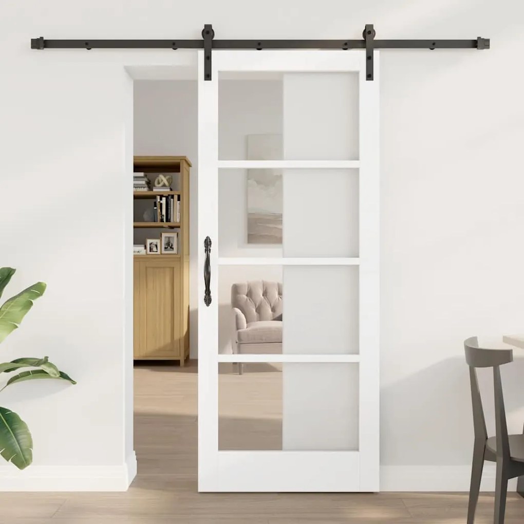 Porta Deslizante com Conjunto de Ferragens 'ORKDAL'Branco 83x202 cm