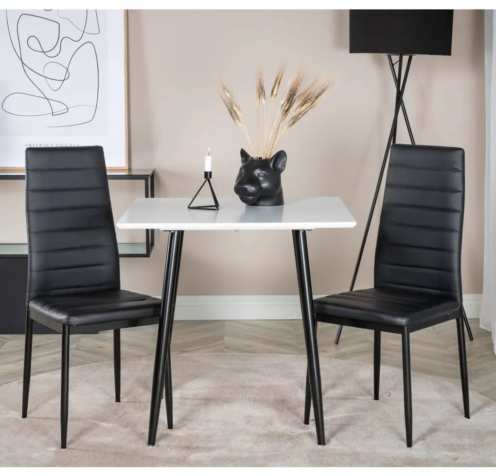 Venture Home Cadeiras de jantar Slim 2 pcs aspeto de couro preto