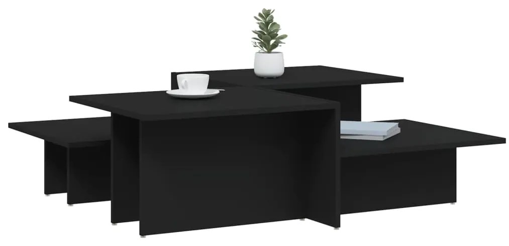 Mesas de centro 2 pcs derivados de madeira preto