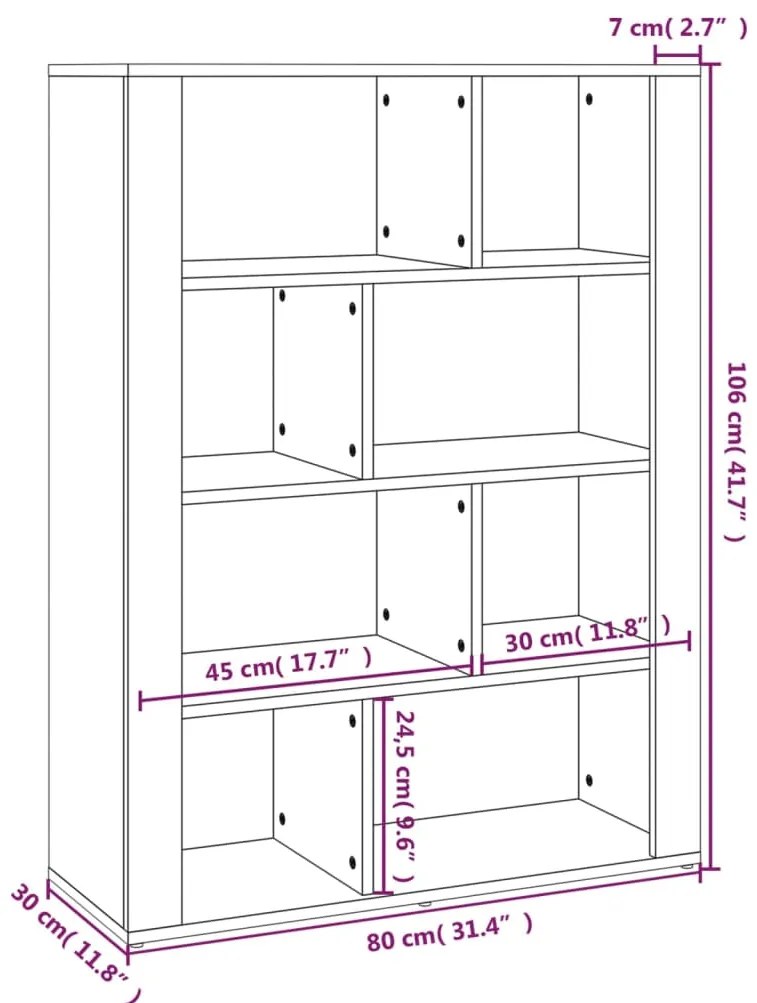 Aparador 80x30x106 cm derivados de madeira cinzento sonoma
