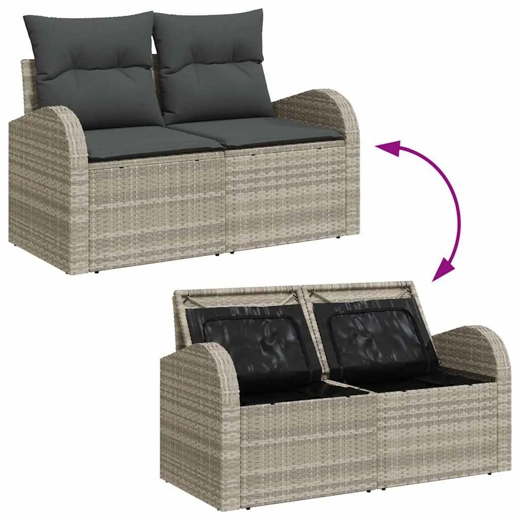 Sofá de Jardim Modular de 9 Peças com Almofadas Cinza Claro