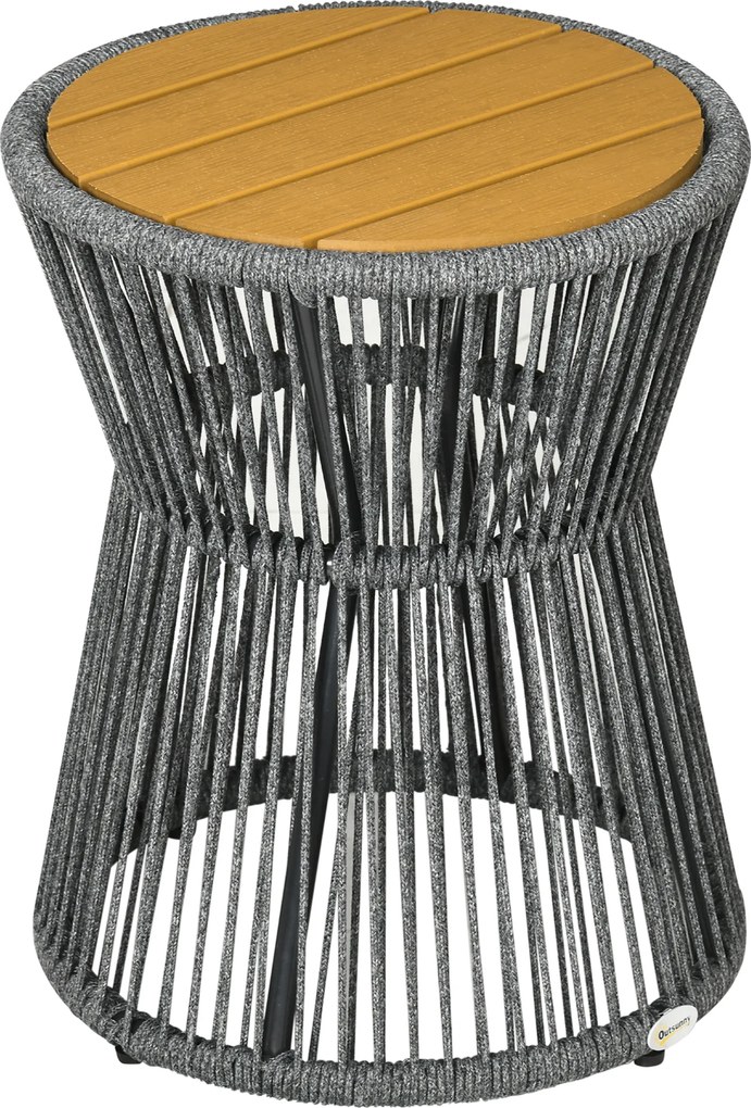 Outsunny Mesa de jardim em estilo boho, resistente às intempéries, PE-Rattan, 39 cm x 39 cm x 49 cm, Preto + Natural | Aosom Portugal