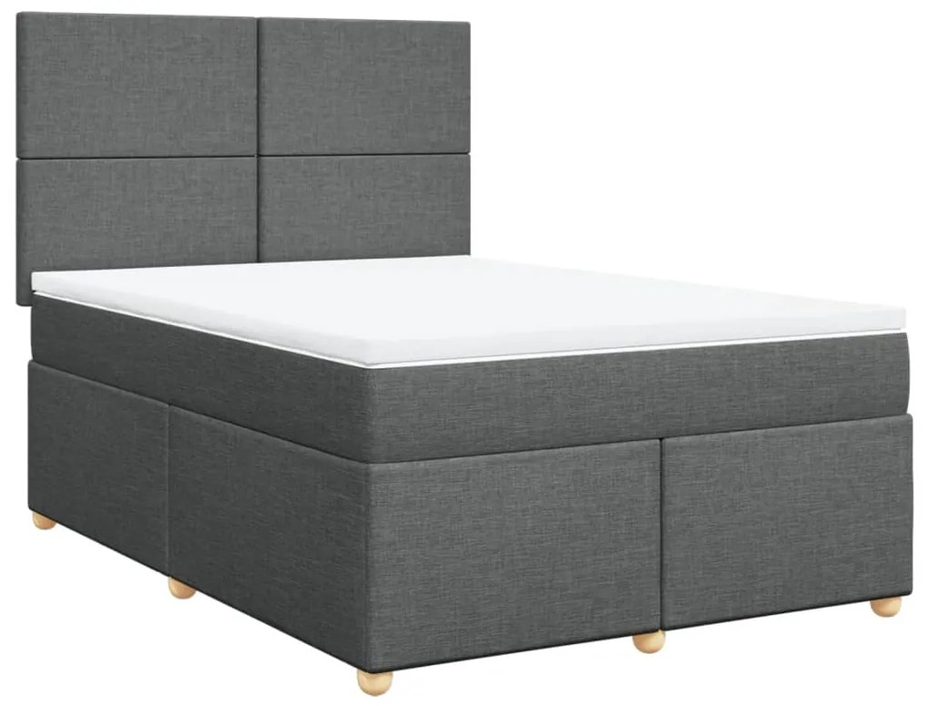 Cama com molas/colchão 140x190 cm tecido cinzento-escuro