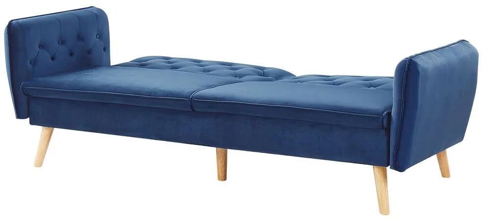 Sofá-cama 2 lugares em veludo azul BARDU Beliani