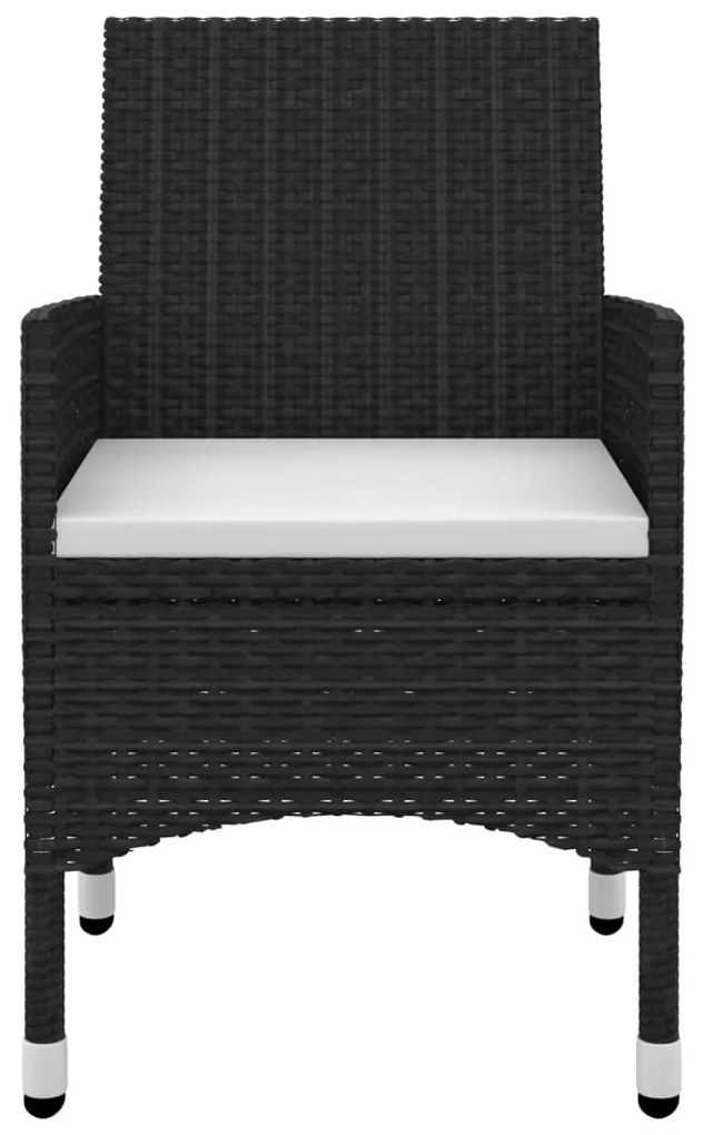 3 pcs conjunto de jantar p/ jardim c/almofadões vime PE e vidro