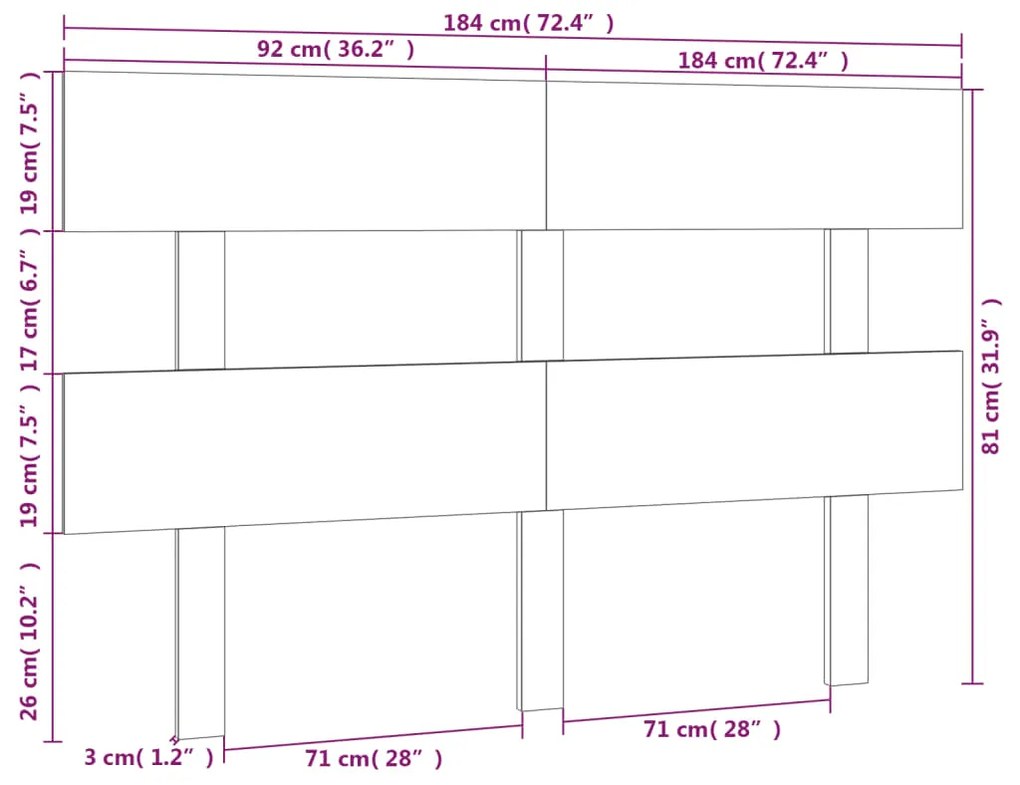 Cabeceira de cama 184x3x81 cm pinho maciço castanho mel