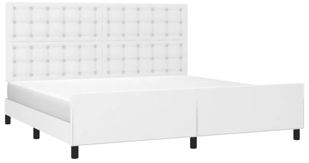 Estrutura cama c/ cabeceira couro artificial 200x200 cm branco