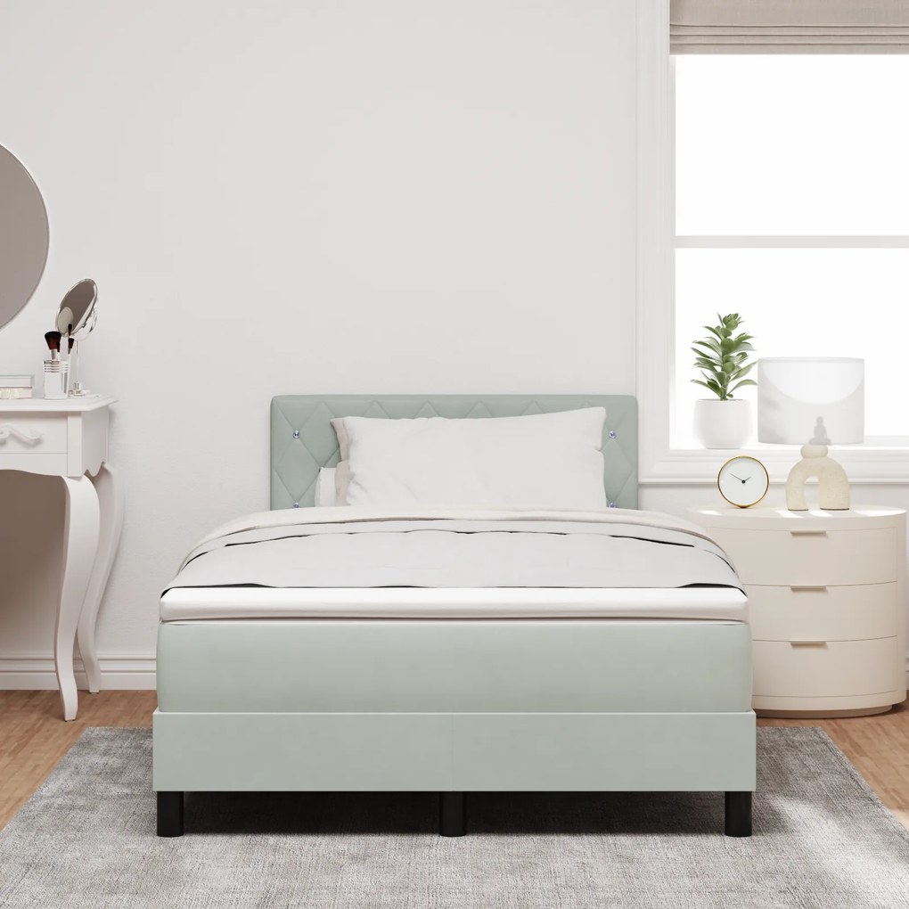 Cama Box Spring com Colchão vidaXL Cinza Claro 120x200 cm Veludo