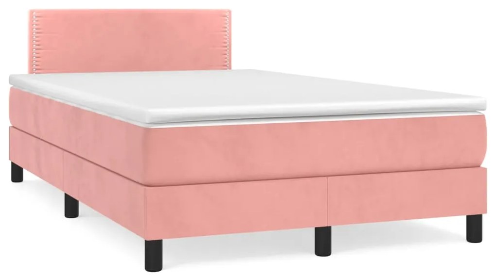 Cama boxspring com colchão 120x190 cm veludo rosa