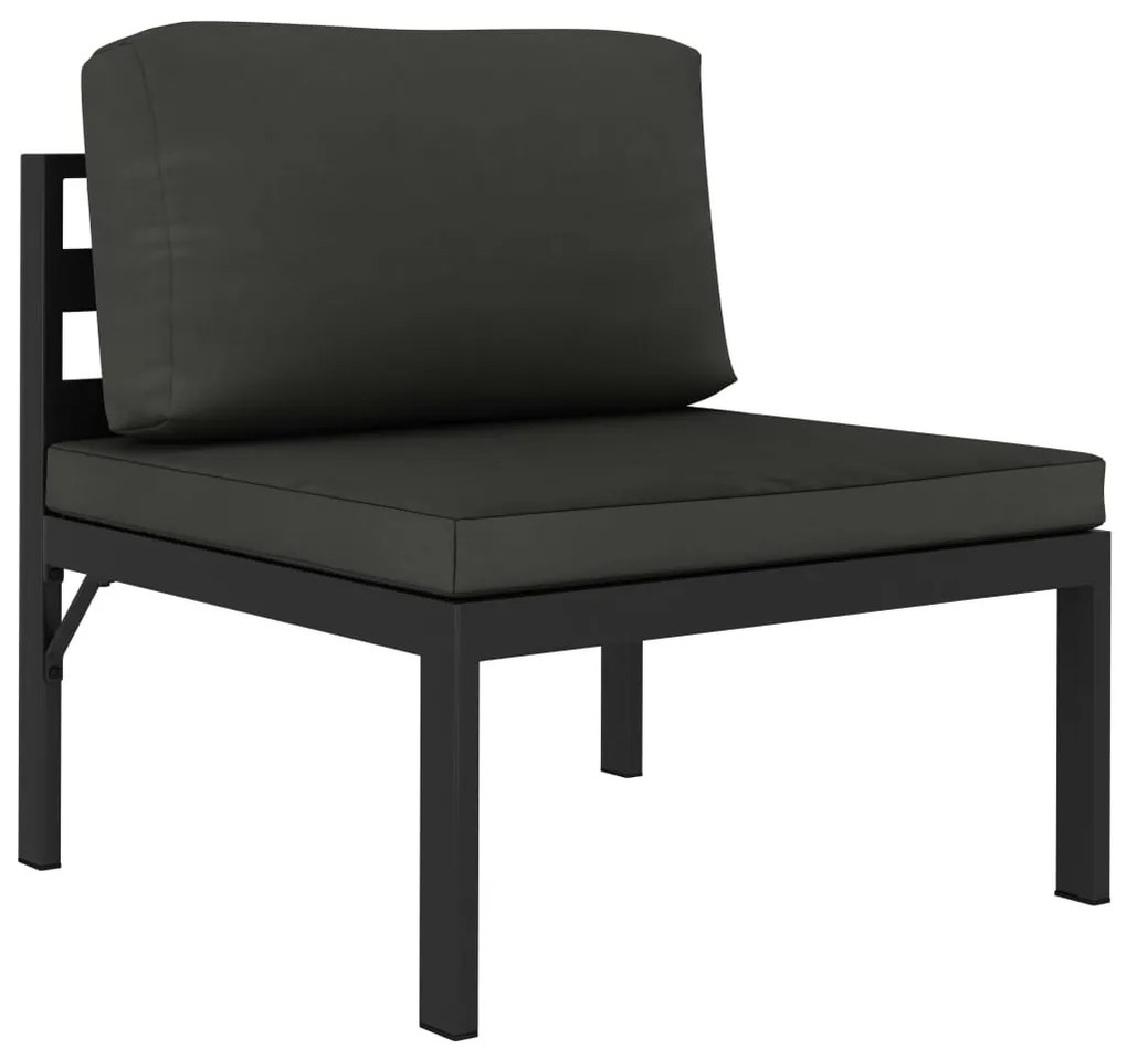 6 pcs conjunto lounge jardim com almofadões alumínio antracite