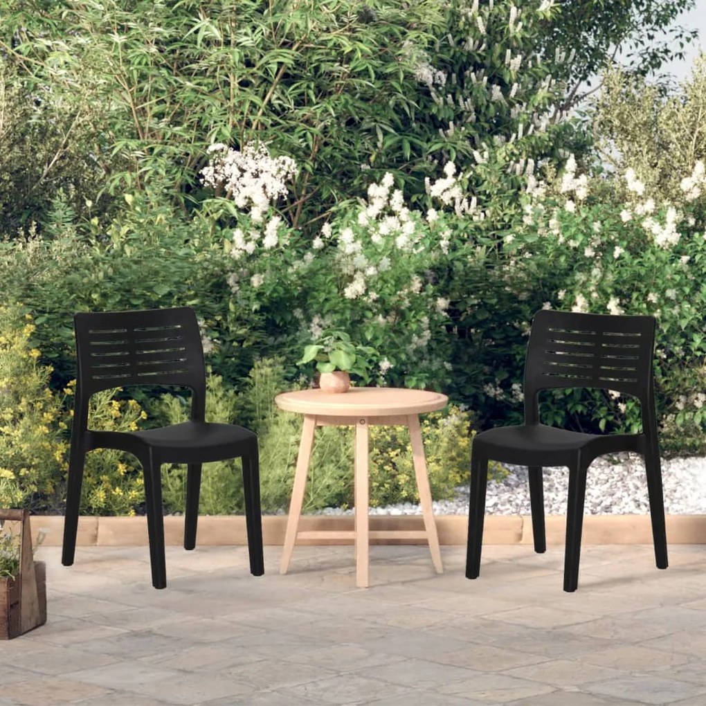 317728 vidaXL Cadeiras de jardim 2 pcs polipropileno antracite