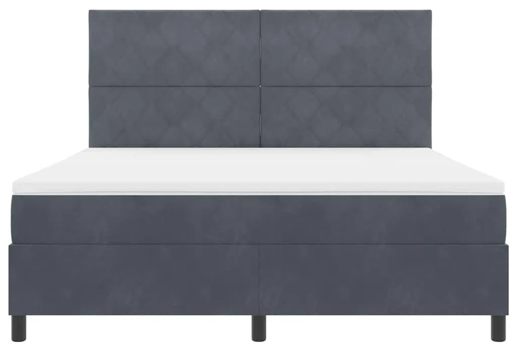 Cama Box Spring vidaXL com Colchão e LED Cinza Escuro 180x200 cm Velud